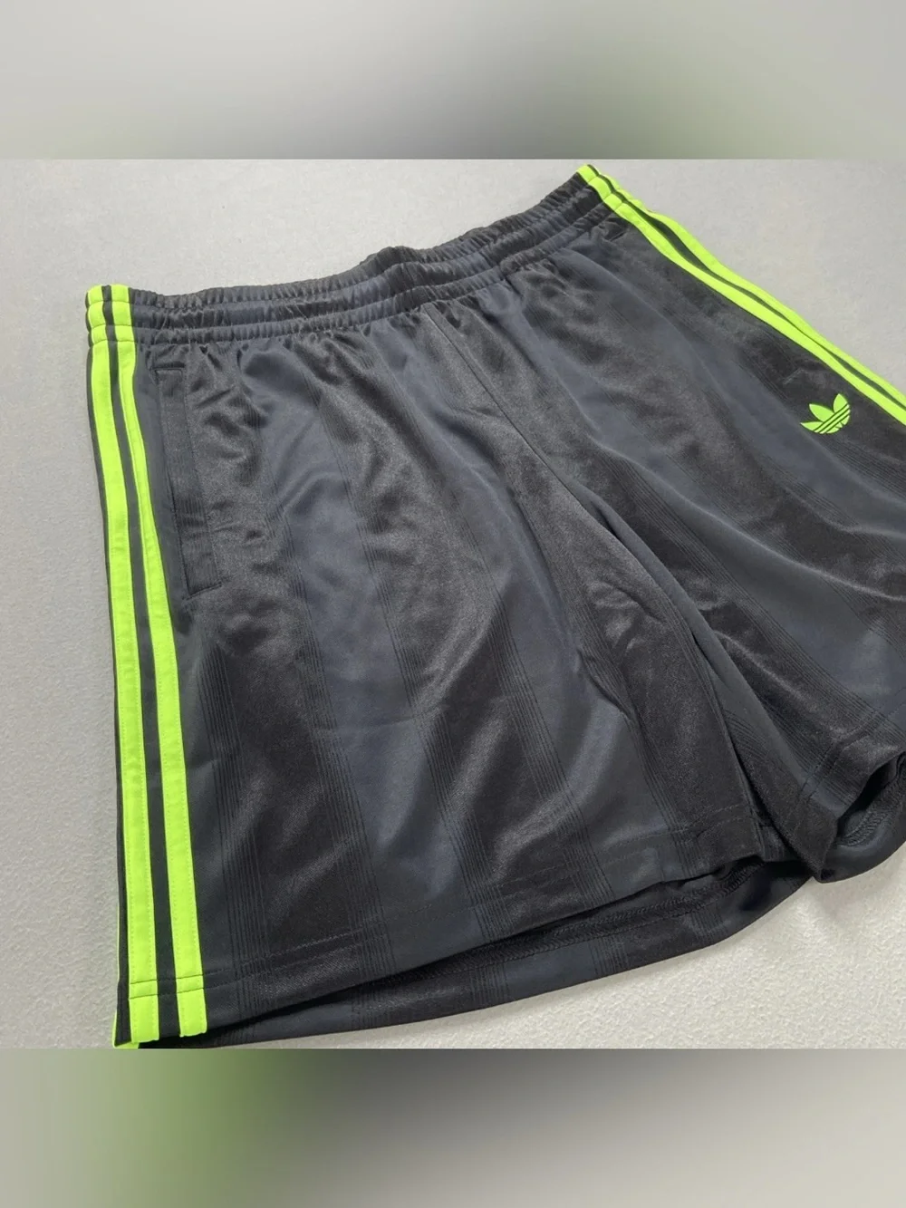 adidas Black Shorts with Neon Green Center Stripes adicolor jacquard JW5929